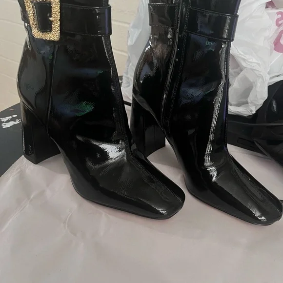 Sam Edelman Black and Gold Luxe Heeled Boots - Picture 3 of 8